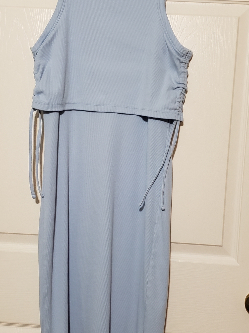 Old Navy Light Blue Sleeveless Maxi Dress with Side Drawstrings